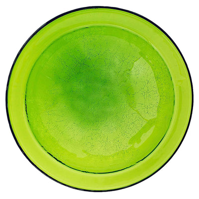 Achla Designs 12 Inch Hand Blown Crackle Glass Birdbath with Stake, Fern Green