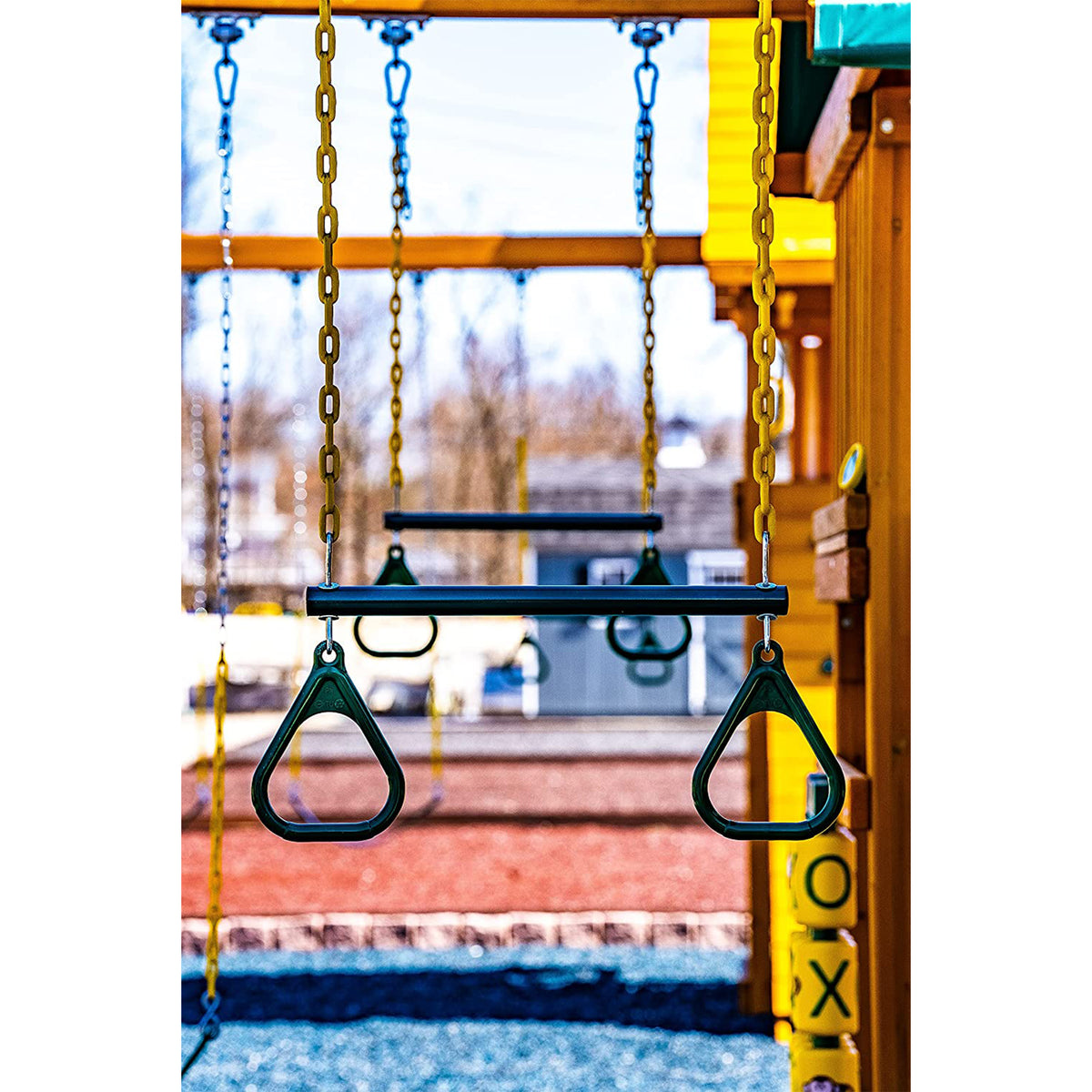 Eastern Jungle Gym Trapeze Bar and Gym Rings Combo with 43 Inch Coated Chains - VMInnovations