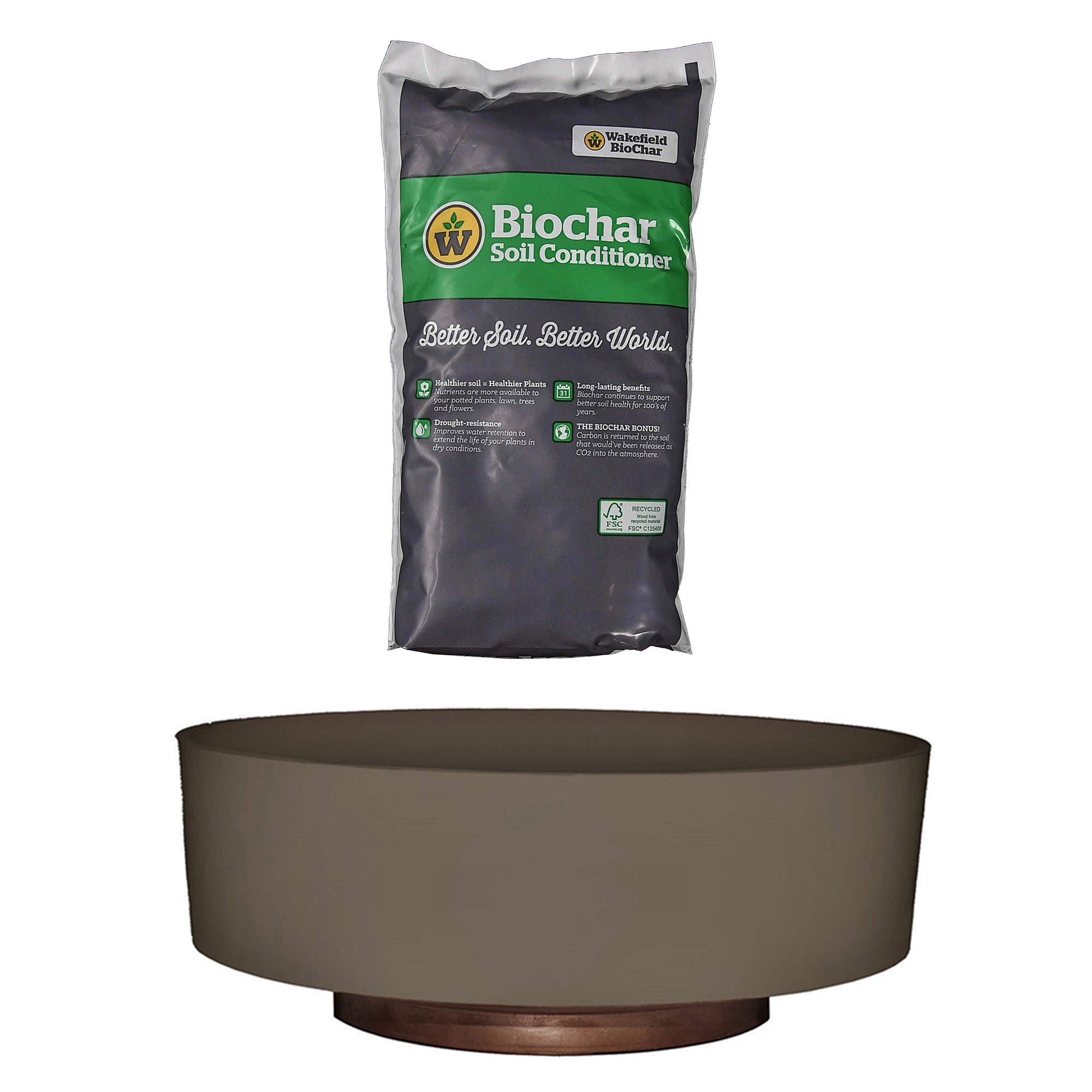 HC Companies 8in Capri Planter, Artisan Taupe & Wakefield 1lb Soil Conditioner - VMInnovations