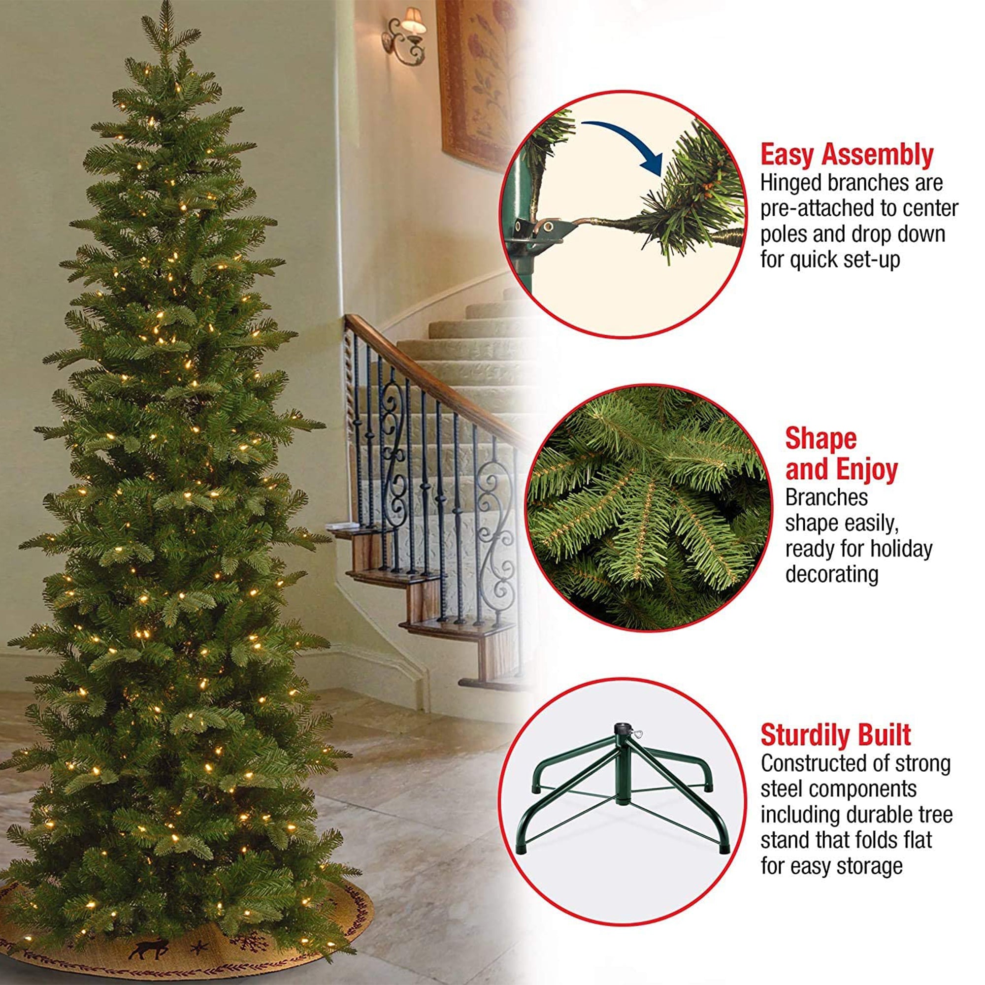 National Tree Company 6.5 Ft Slim Pre Lit Artificial Christmas Tree (Open Box) - VMInnovations