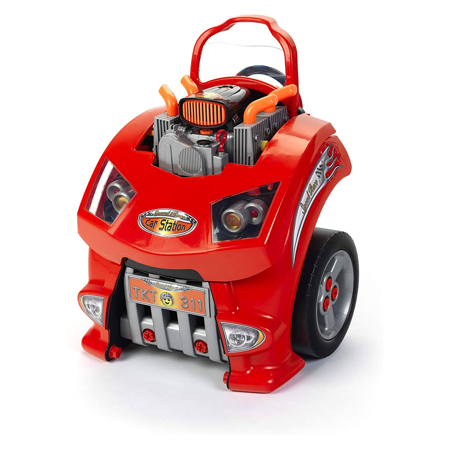 Theo Klein Interactive Toy Car and Engine Service Station Play Set (Open Box) - VMInnovations