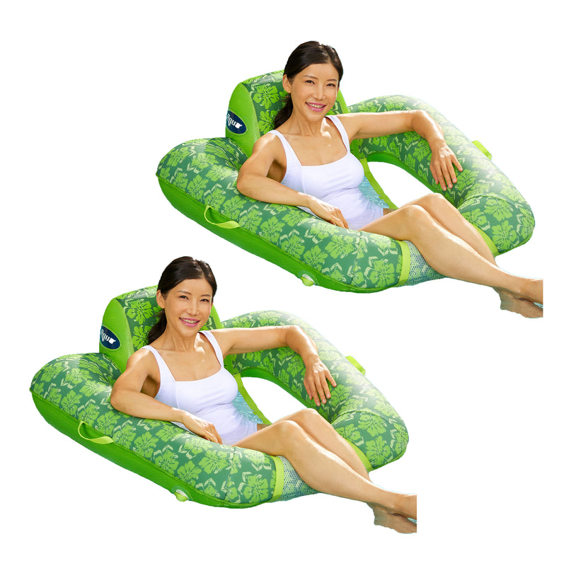 Aqua Leisure Zero Gravity Inflatable Swimming Pool Lounge Chair Float, Green, 2