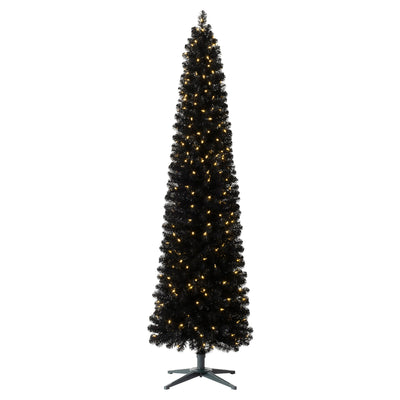 Treetopia Stiletto Black 7 Foot Prelit Pencil Christmas Tree w/ Stand (Open Box)