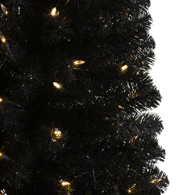 Treetopia Stiletto Black 7 Foot Artificial Prelit Pencil Christmas Tree w/Stand