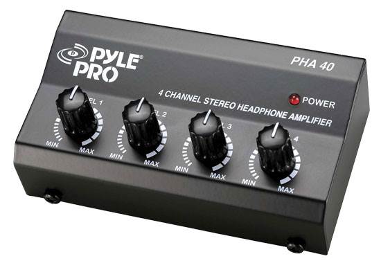 NEW PYLE PRO PHA40 Headphones 4 Channel Stereo Amplifier DJ Amp Headphone Audio