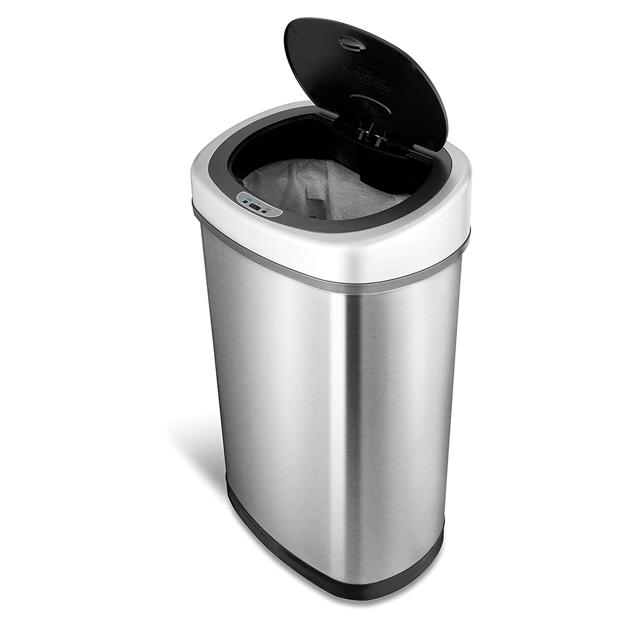 NINESTARS 13.2 Gallon Stainless Steel Motion Sensor Garbage Trash Can (2 Pack)