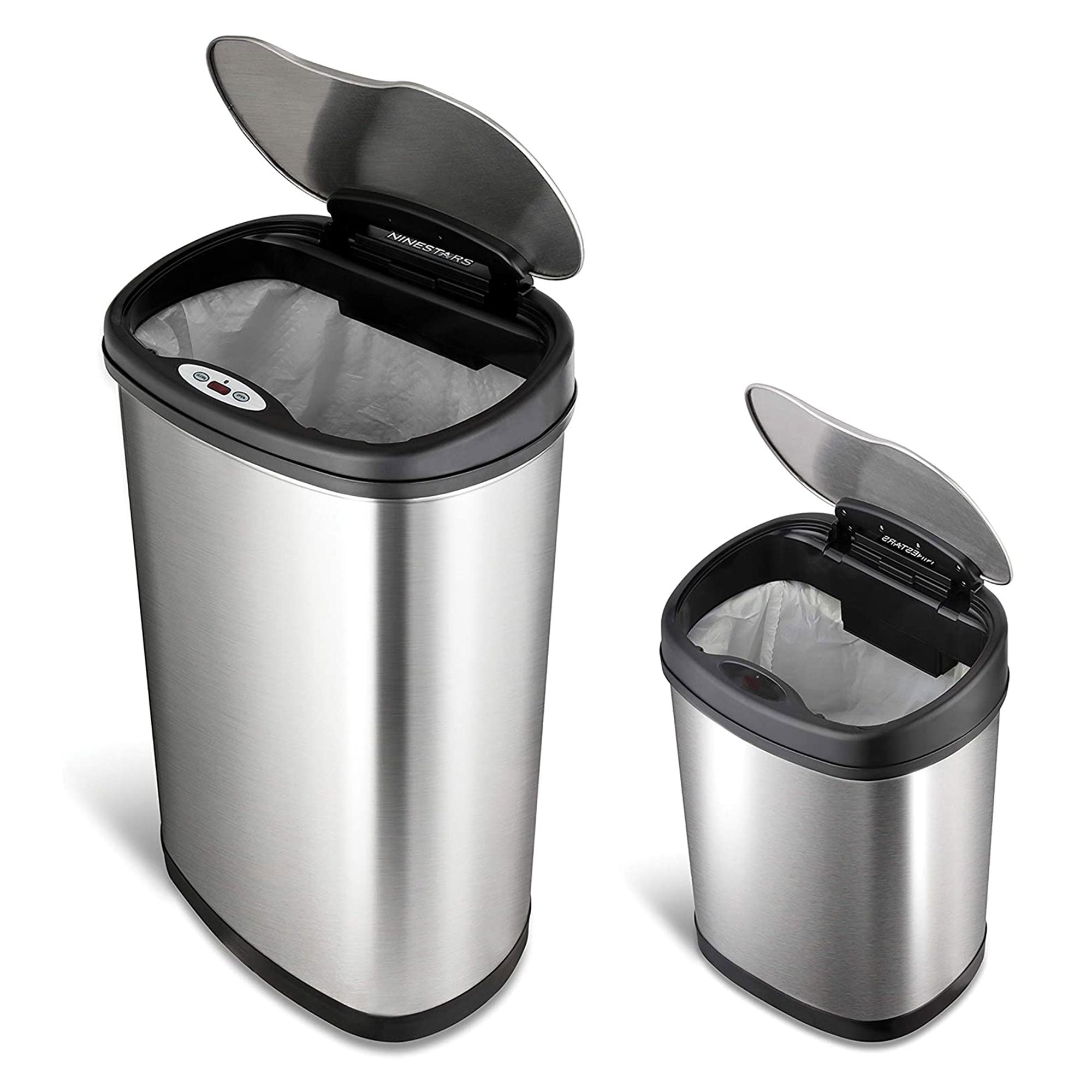 13.2 Gallon & 3.2 Gallon Dual Stainless Steel Motion Sensor Trash Cans (Used) - VMInnovations