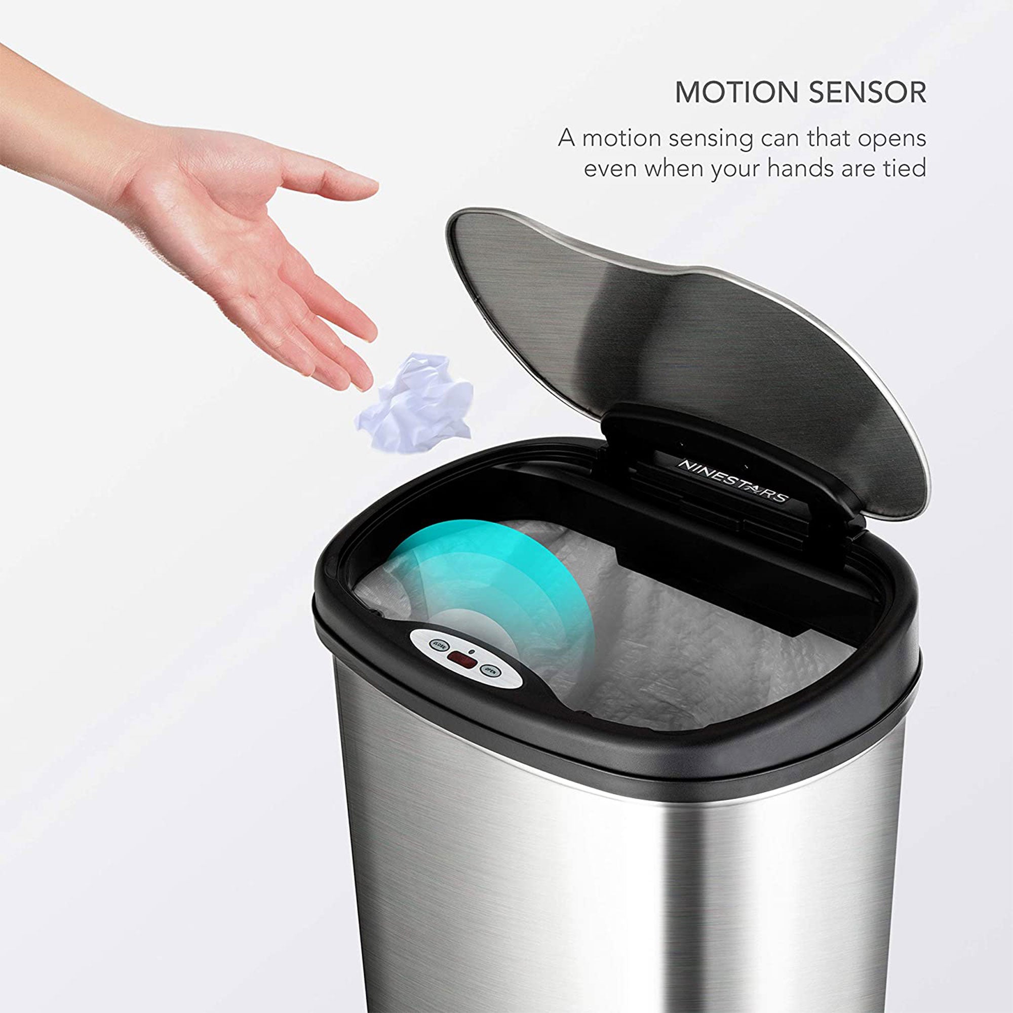 13.2 Gallon & 3.2 Gallon Dual Stainless Steel Motion Sensor Trash Cans (Used) - VMInnovations