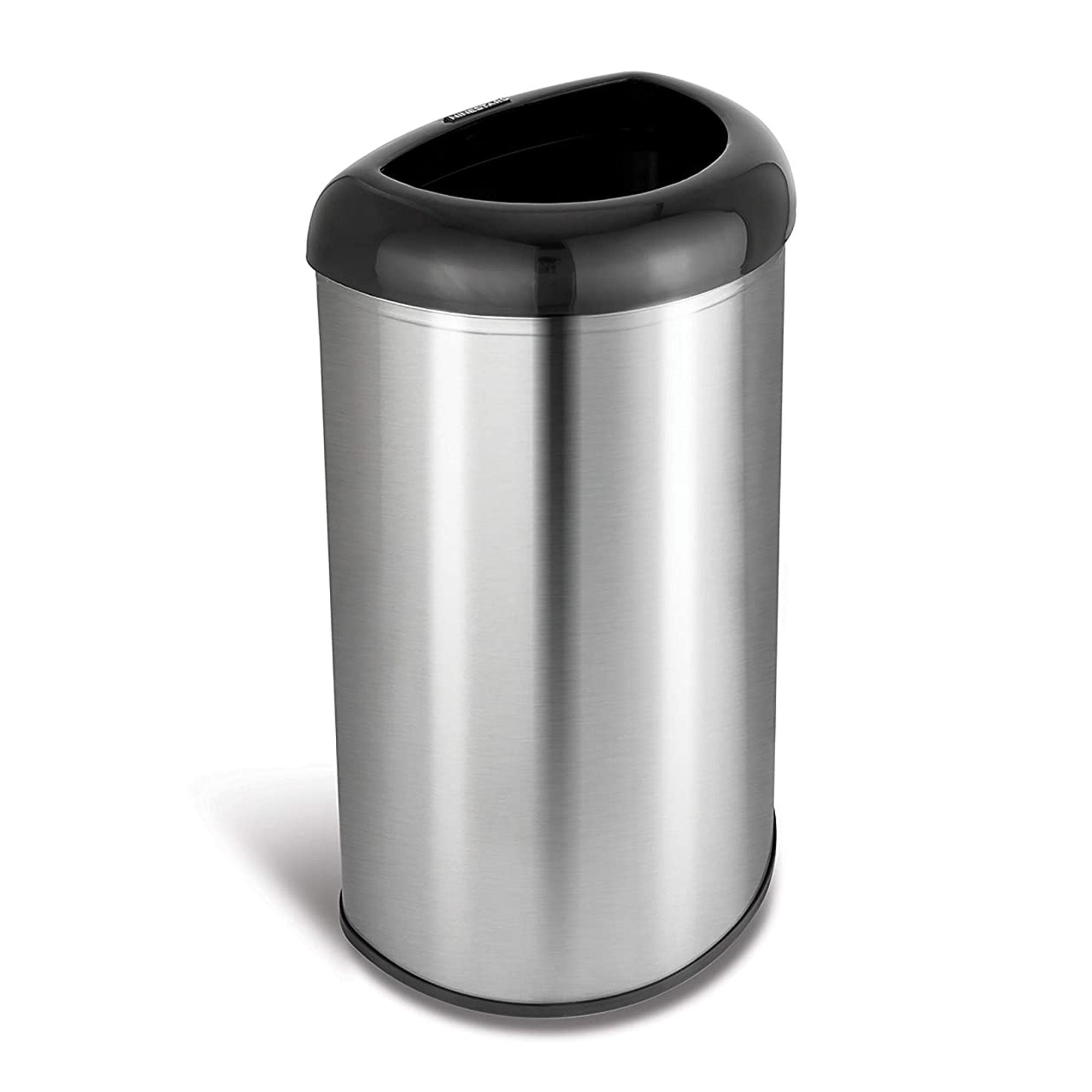 NINESTARS 13 Gal Stainless Steel Semi Round Open Top Trash Can, Silver (2 Pack)