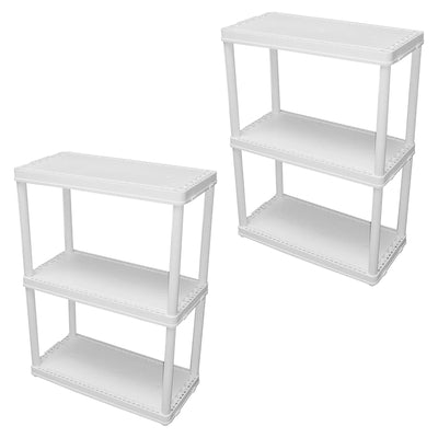 Gracious Living 3 Shelf Fixed Height Light Duty Storage Unit, White (2 Pack)