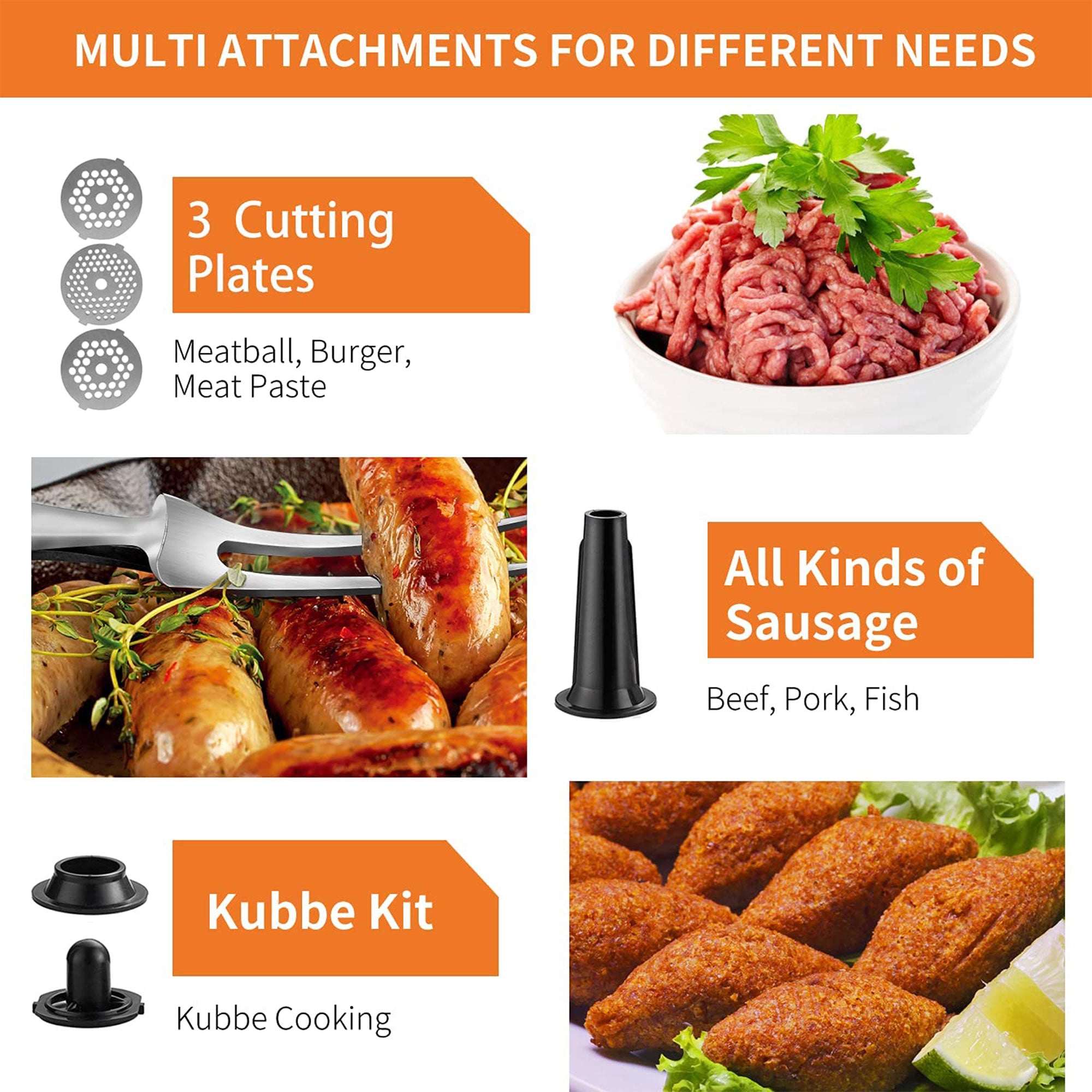 BBday Electric Meat Grinder w/ 3 Grinding Plates & Sausage Kit (Open Box) - VMInnovations