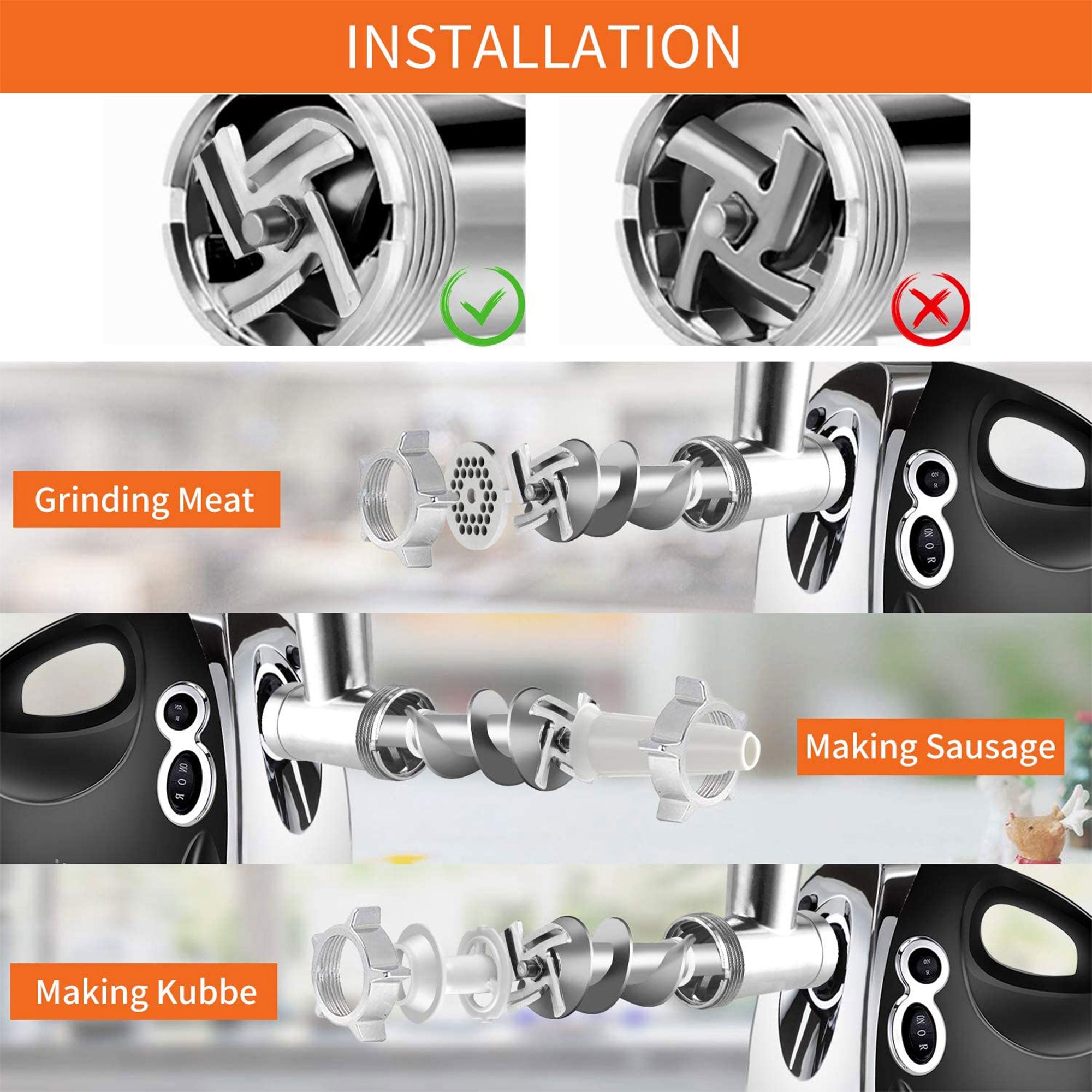 BBday Electric Meat Grinder w/ 3 Grinding Plates & Sausage Kit (Open Box) - VMInnovations