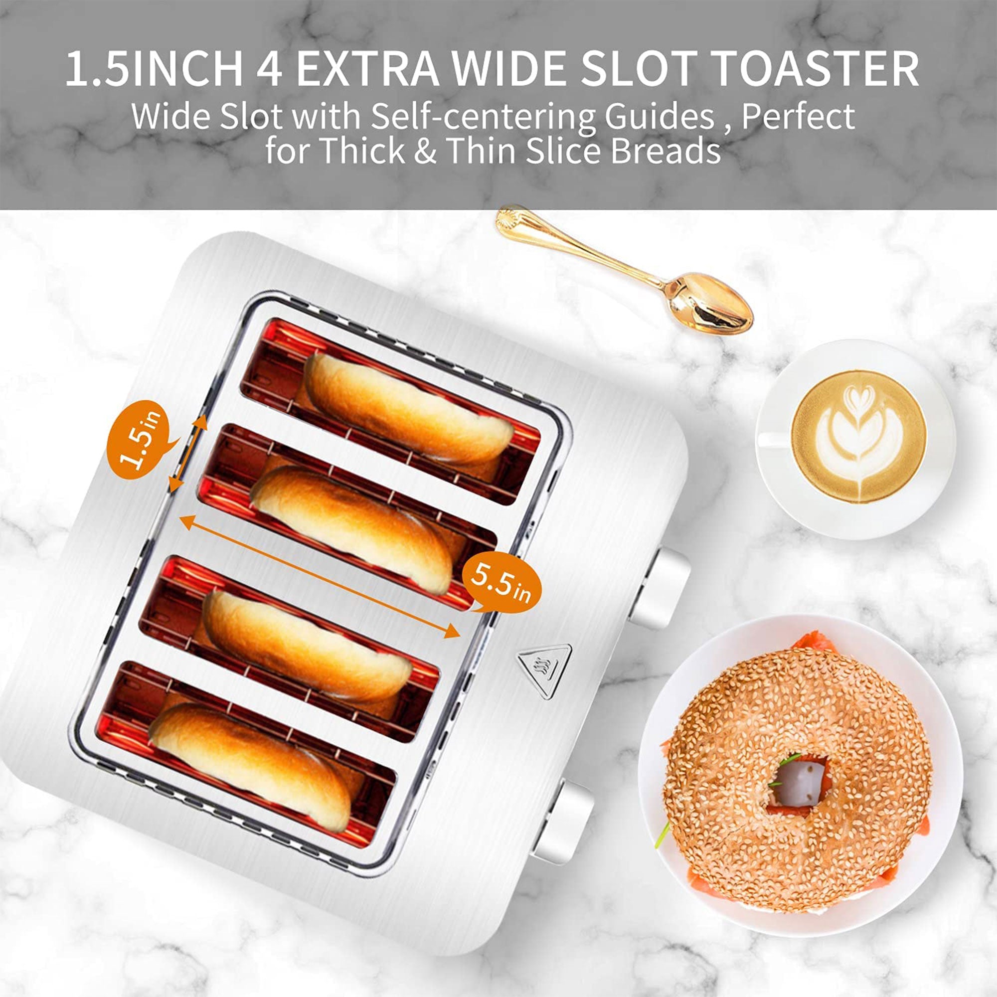 BBday 4 Slice Stainless Steel Toaster w/ Extra Wide Slot & LCD Display(Open Box)