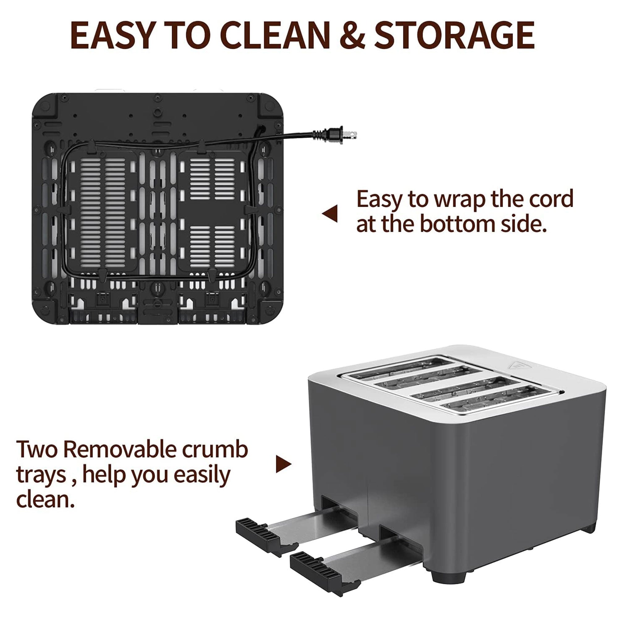BBday 4 Slice Stainless Steel Toaster w/ Extra Wide Slot & LCD Display(Open Box)