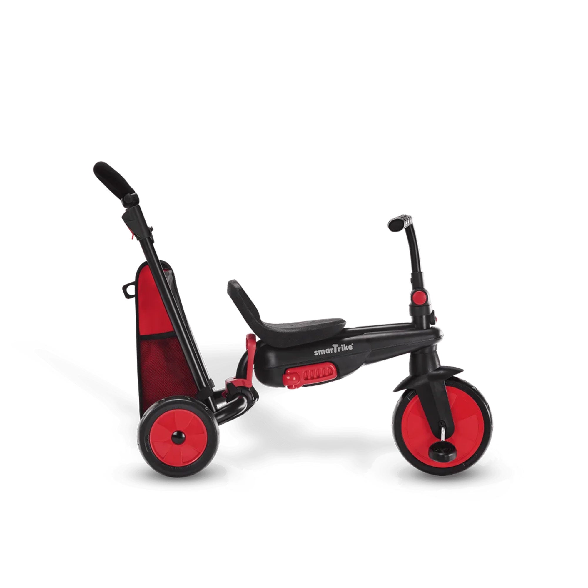 smarTrike 5 in 1 Modular Toddler Stroller Tricycle with 1 Handed Steering, Red