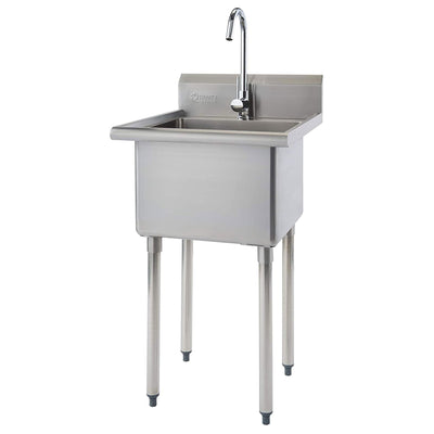 TRINITY BASICS EcoStorage Stainless Steel Free Standing Utility Sink with Faucet