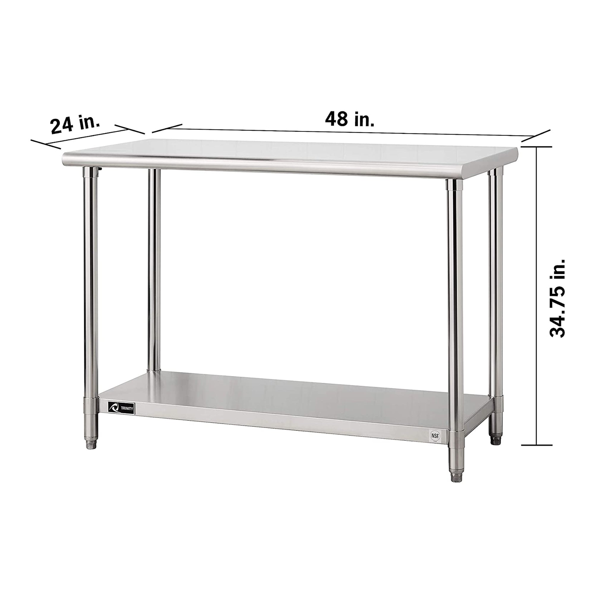 Trinity EcoStorage Adjustable Kitchen or Garage Stainless Steel Table, Chrome - VMInnovations