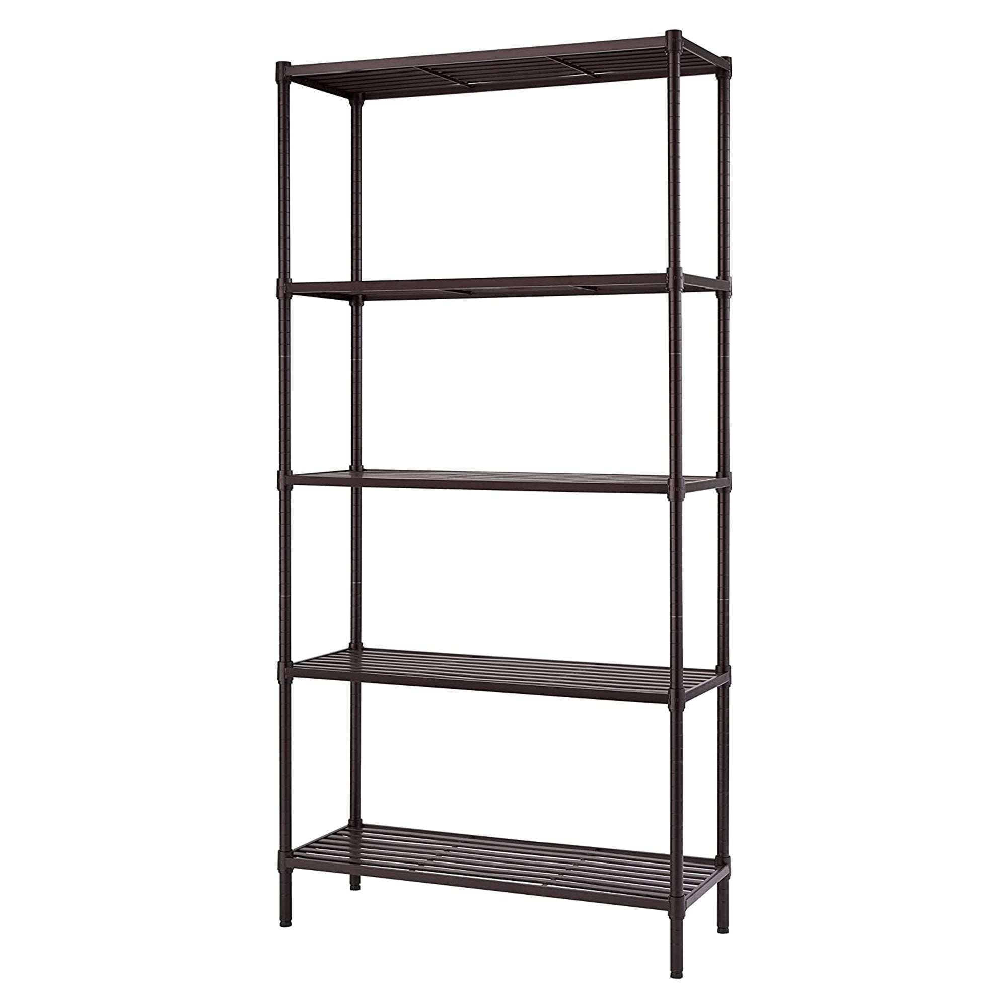 TRINITY EcoStorage 5 Tier Adjustable Flat Slat Wire Shelving, Dark Bronze - VMInnovations