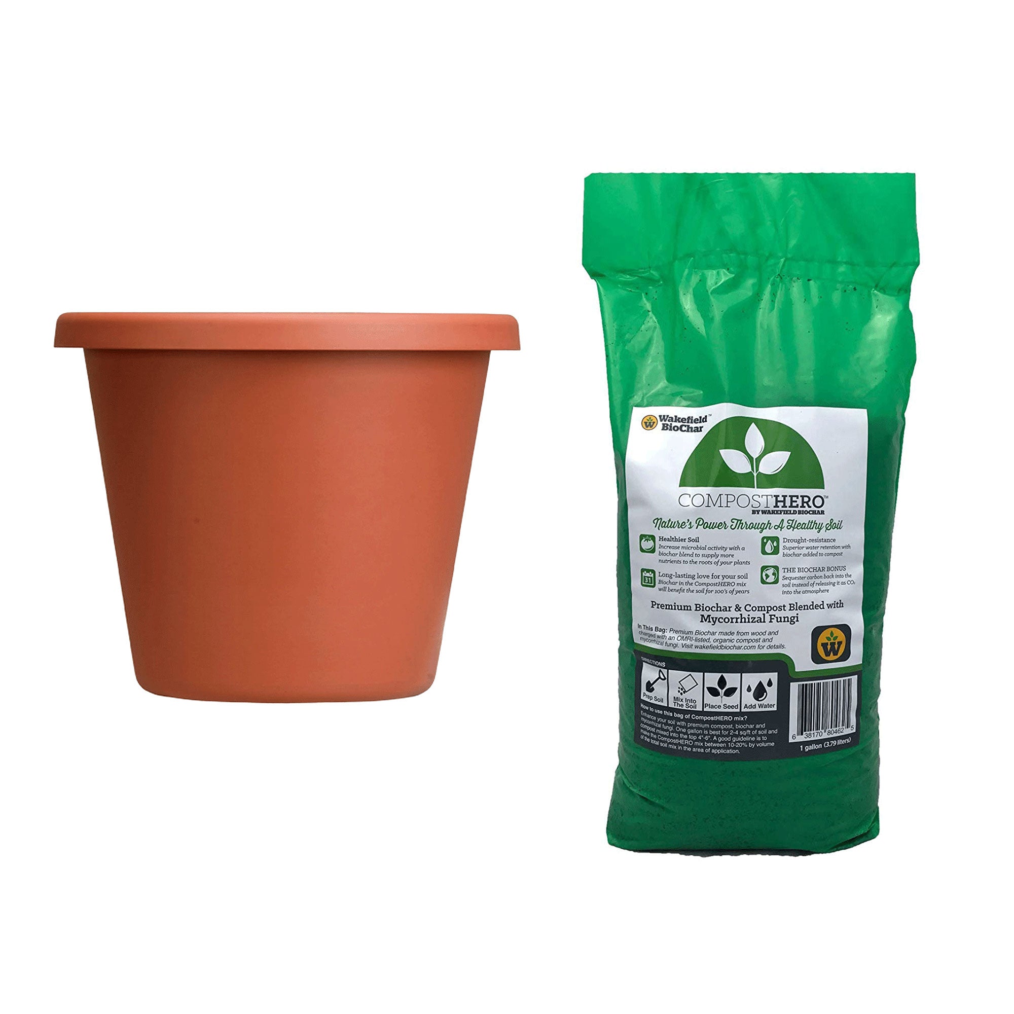 The HC Companies Garden Flower Pot Planter with Wakefield HERO Garden Compost - VMInnovations