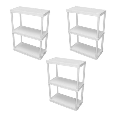 Gracious Living 3 Shelf Fixed Height Light Duty Storage Unit, White (3 Pack)