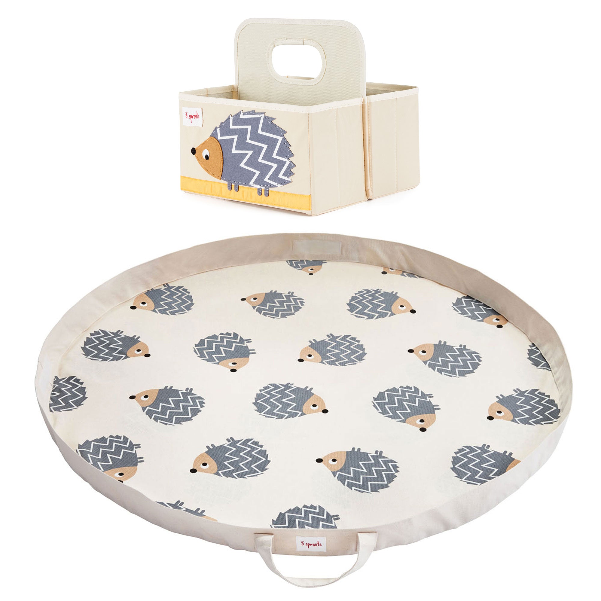 3 Sprouts Storage Toy Bin, Diaper Caddy, & Toy Storage Bag/Play Mat, Hedgehog