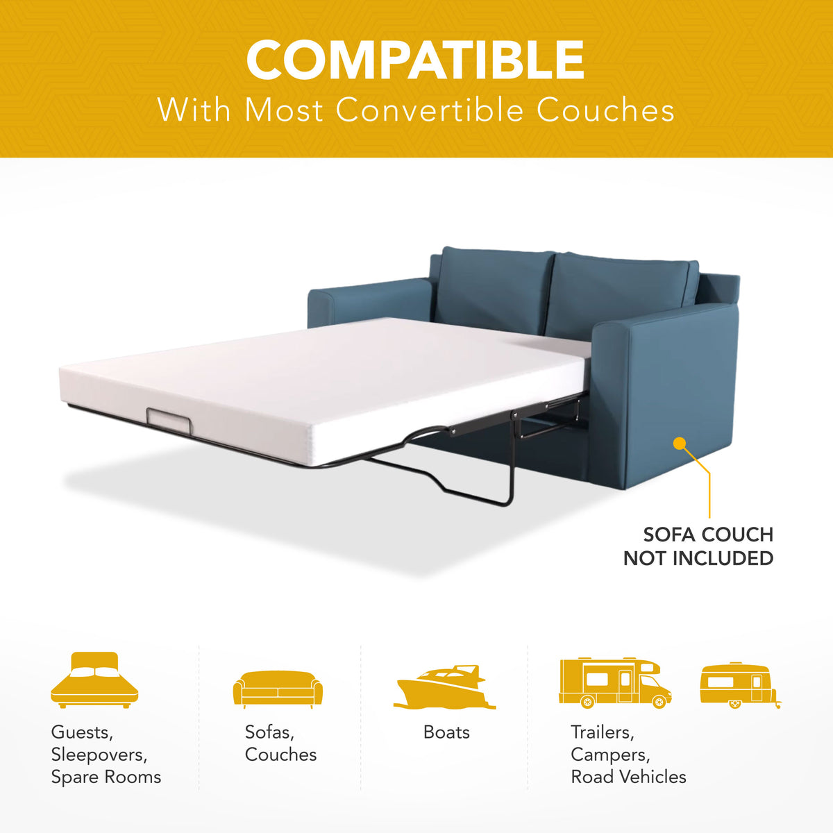 Dynasty Mattress 4" Memory Foam Mattress for Full Size Convertible Sofa (Used)