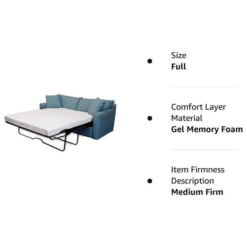 Dynasty 4 Inch Gel Memory Foam Mattress for Full Size Convertible Sofa(Open Box)