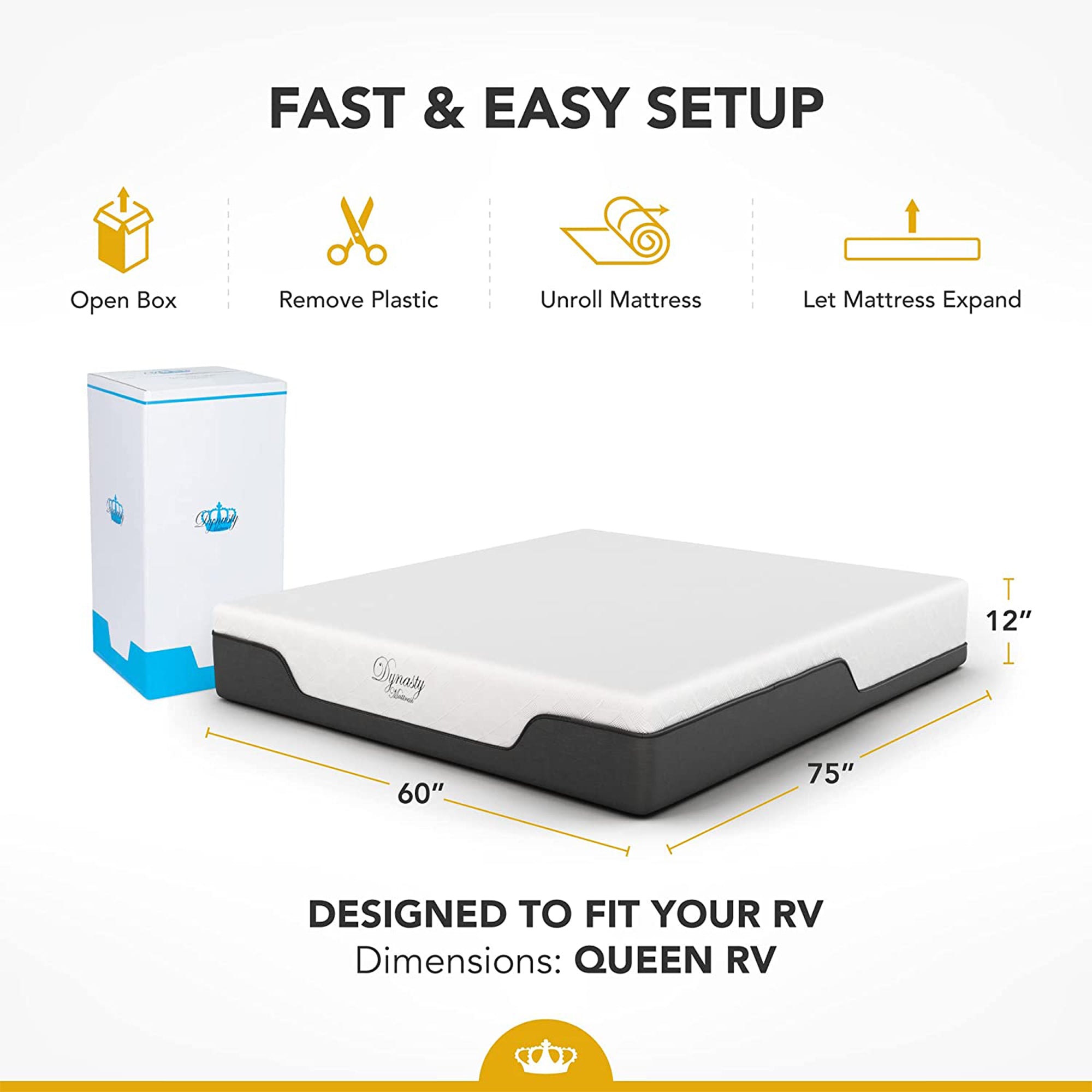 Dynasty Mattress 10 Inch CoolBreeze Gel Infused Memory Foam Mattress (Open Box) - VMInnovations