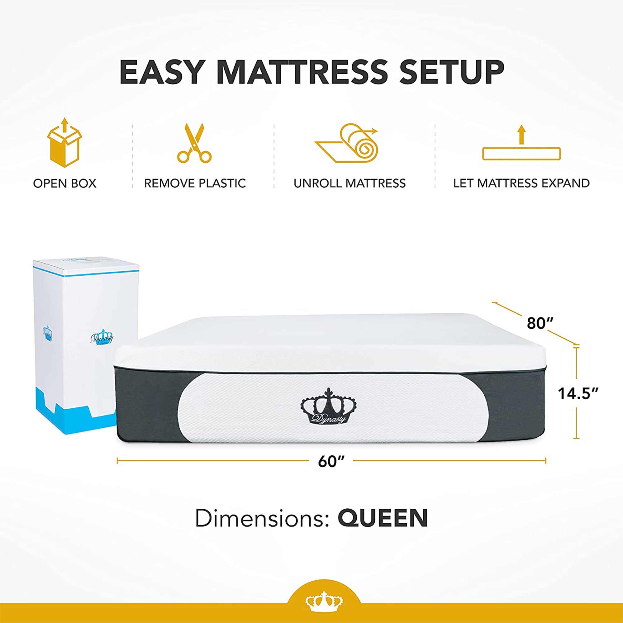 Dynasty Mattress 14.5 Inch CoolBreeze Gel Memory Plush Foam Mattress (Open Box) - VMInnovations