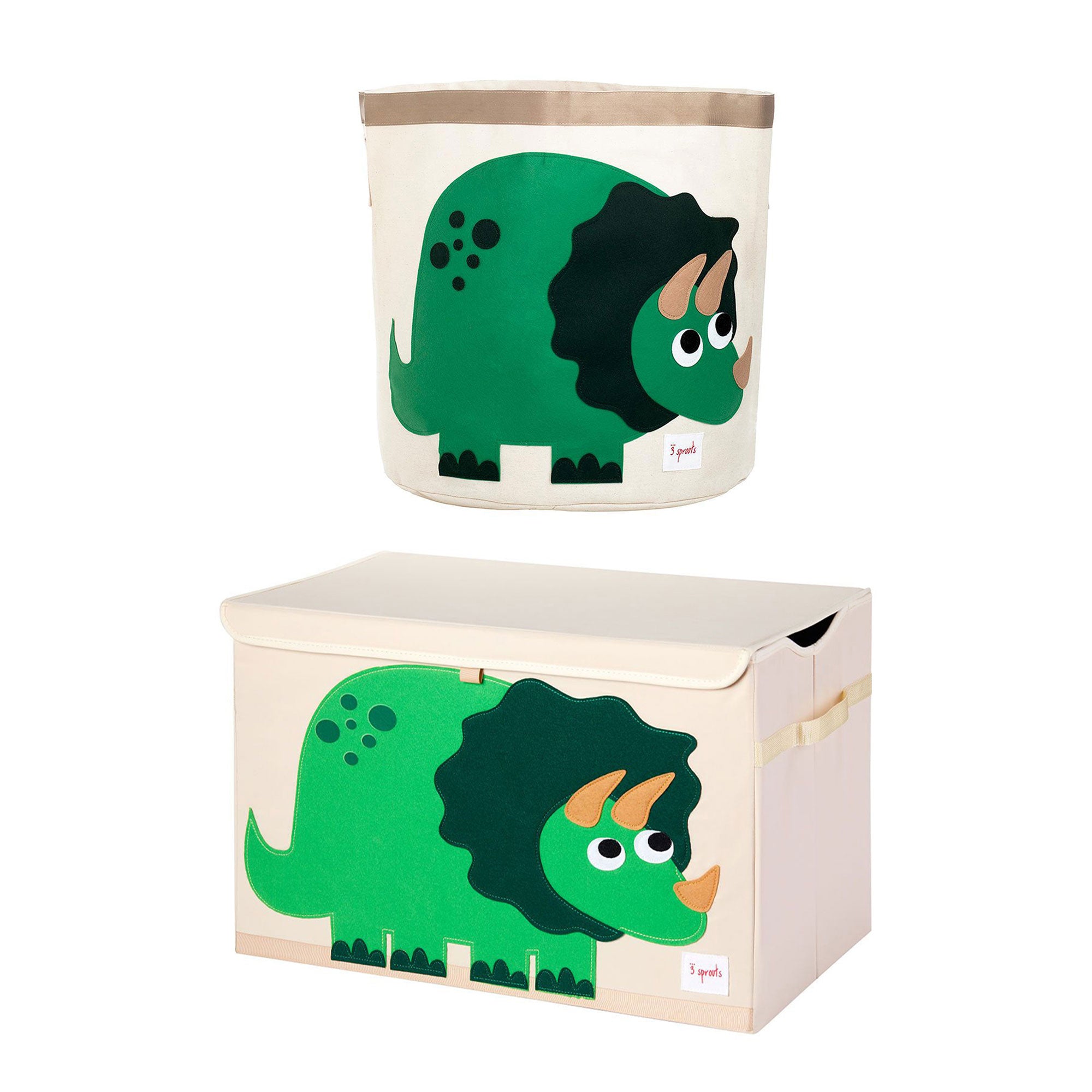 3 Sprouts Toy Chest Storage Bin and Storage Bin Basket, Green Dinosaur Print