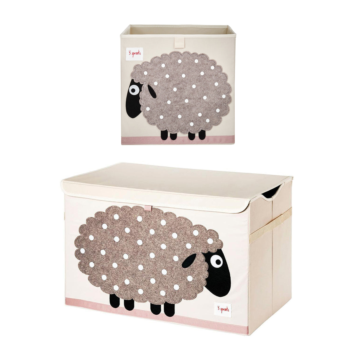 3 Sprouts Foldable Storage Box and Toy Chest Bin for Playroom, Polka Dot Sheep