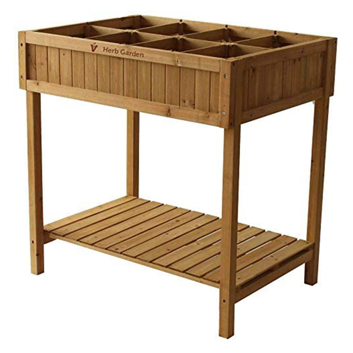 VegTrug Custom Wooden Raised Herb Garden Bed Planter with Herb Liners, Natural - VMInnovations
