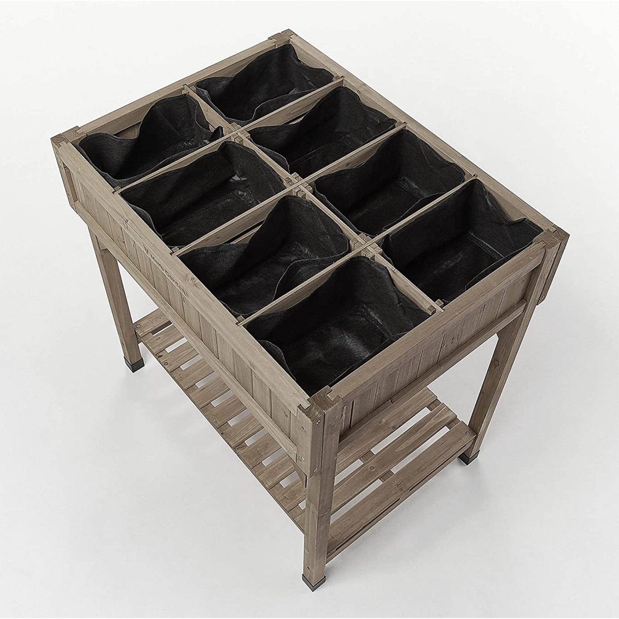 Custom Wooden Raised Herb Garden Bed Planter with Herb Liners, Grey (Open Box) - VMInnovations