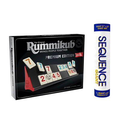 JAX Giant Sequence Jumbo Tube Edition and Pressman Rummikub Premium Edition