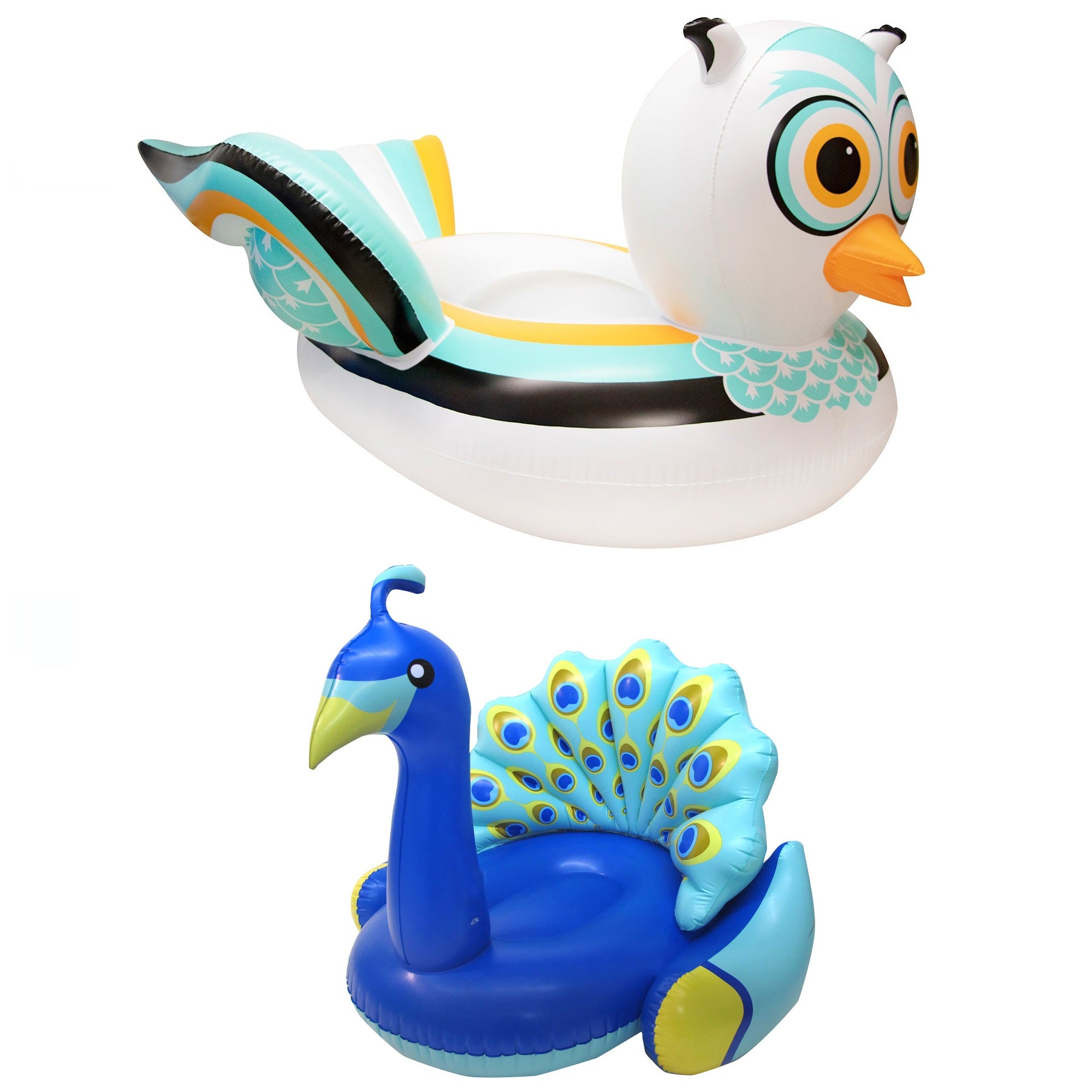 Swimline Inflatable Giant Ride-On White Owl & Inflatable Giant Ride-On Peacock