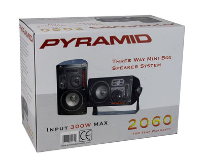 2) PYRAMID 2060 300W 3-Way Car Audio Mini Box Speakers Stereo System (Open Box)