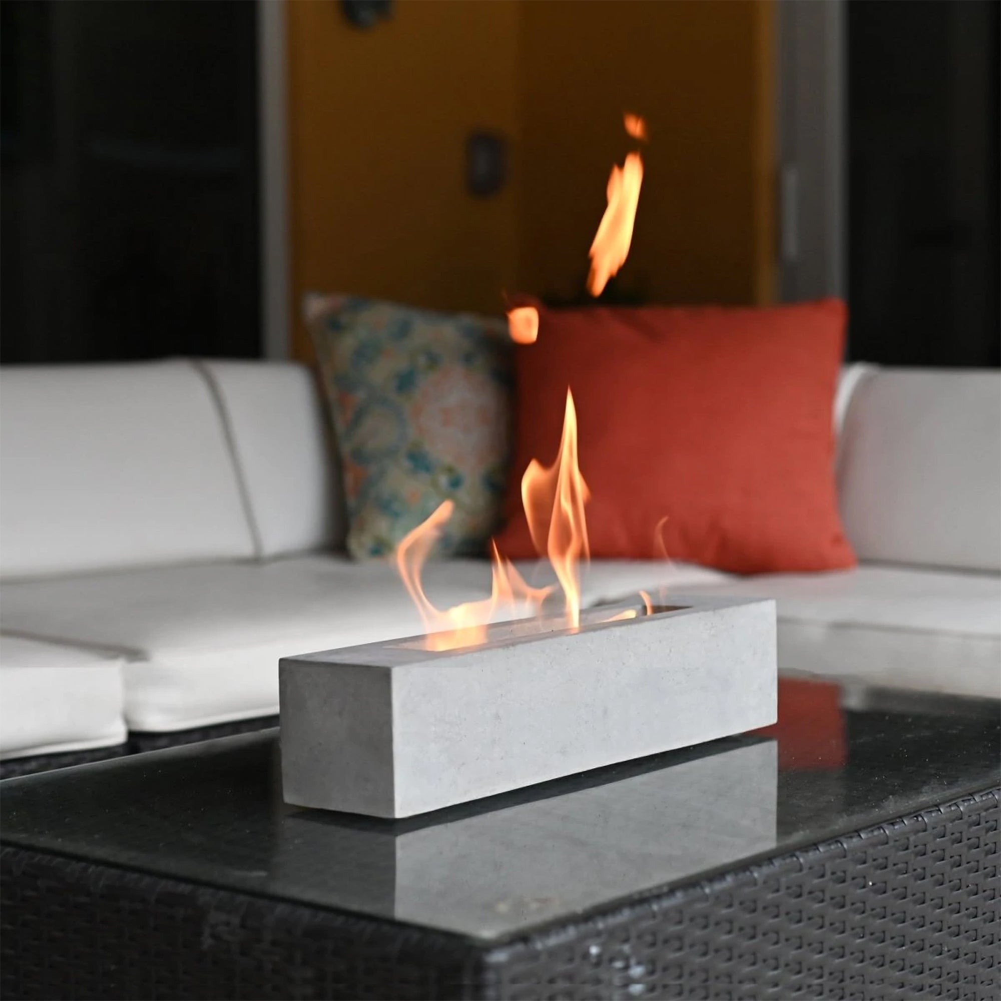 Colsen 18 Inch Rectangular Indoor Outdoor Concrete Tabletop Fire Pit (Used) - VMInnovations