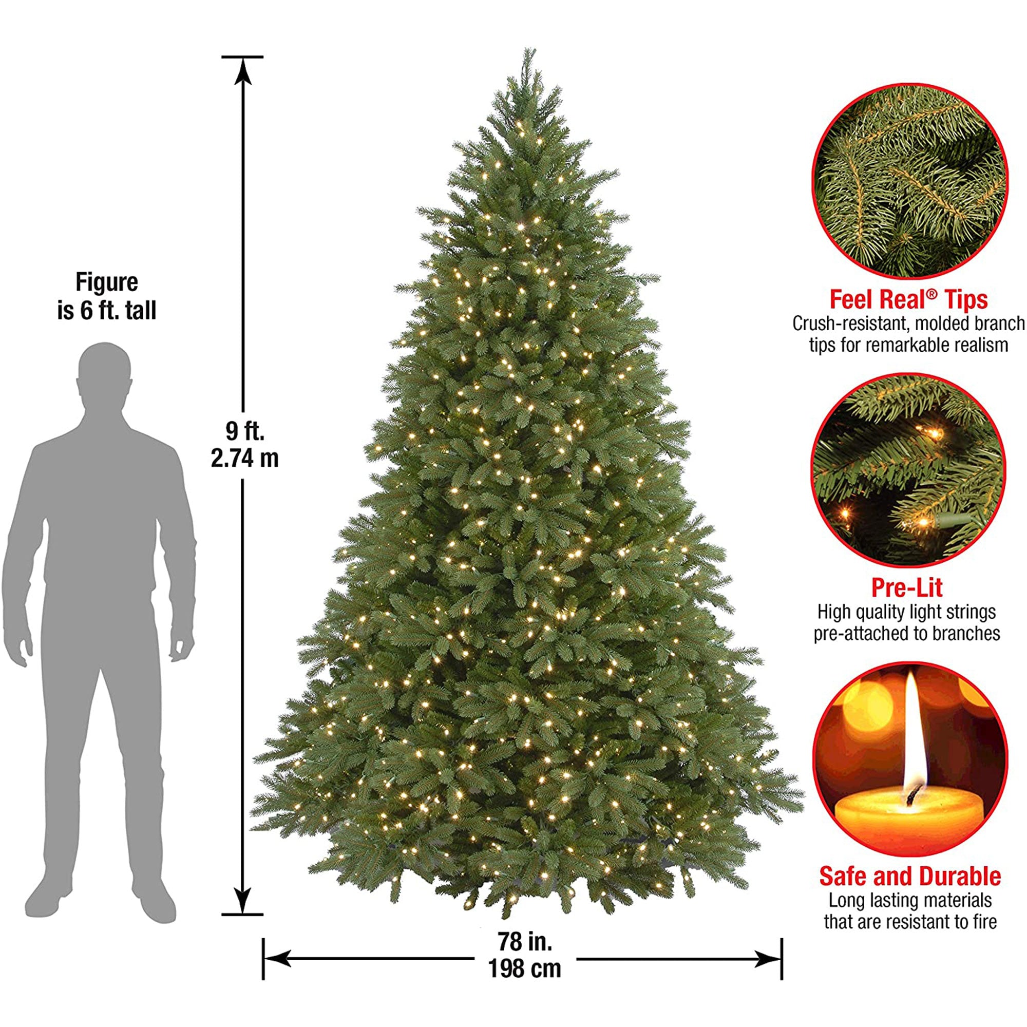 National Tree Company Jersey Frasier Fir 9 Ft Prelit Artificial Christmas Tree