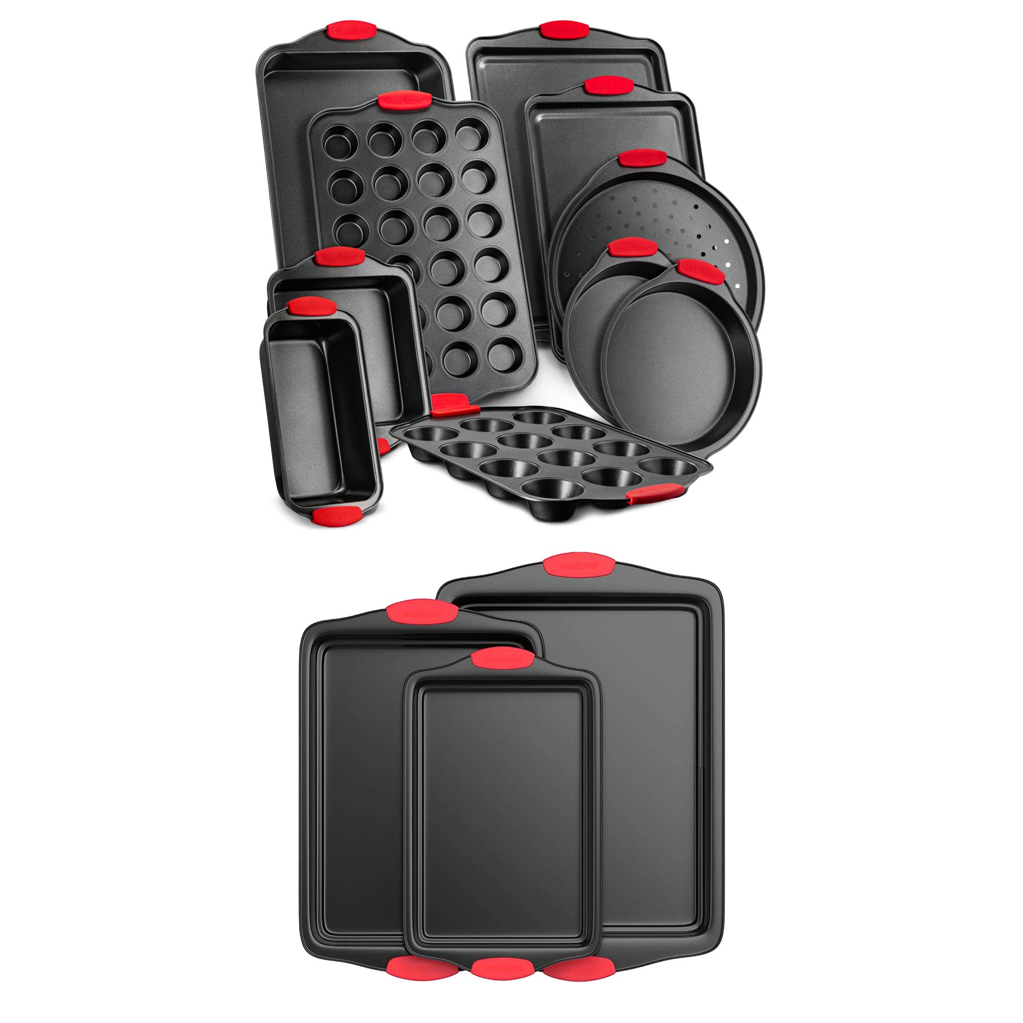 NutriChef Oven Carbon Steel 10 Piece Bakeware Set w/ Deluxe 3 Piece Bakeware Set