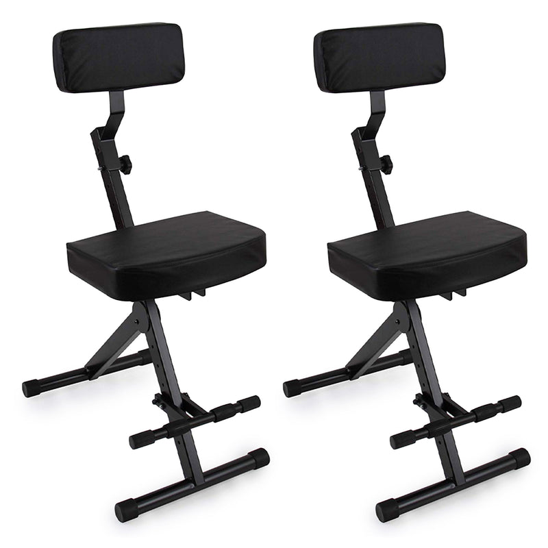 Pyle Performer Chair Seat Portable Stool w/ Height Adjustable Foot Rest (2 Pack)