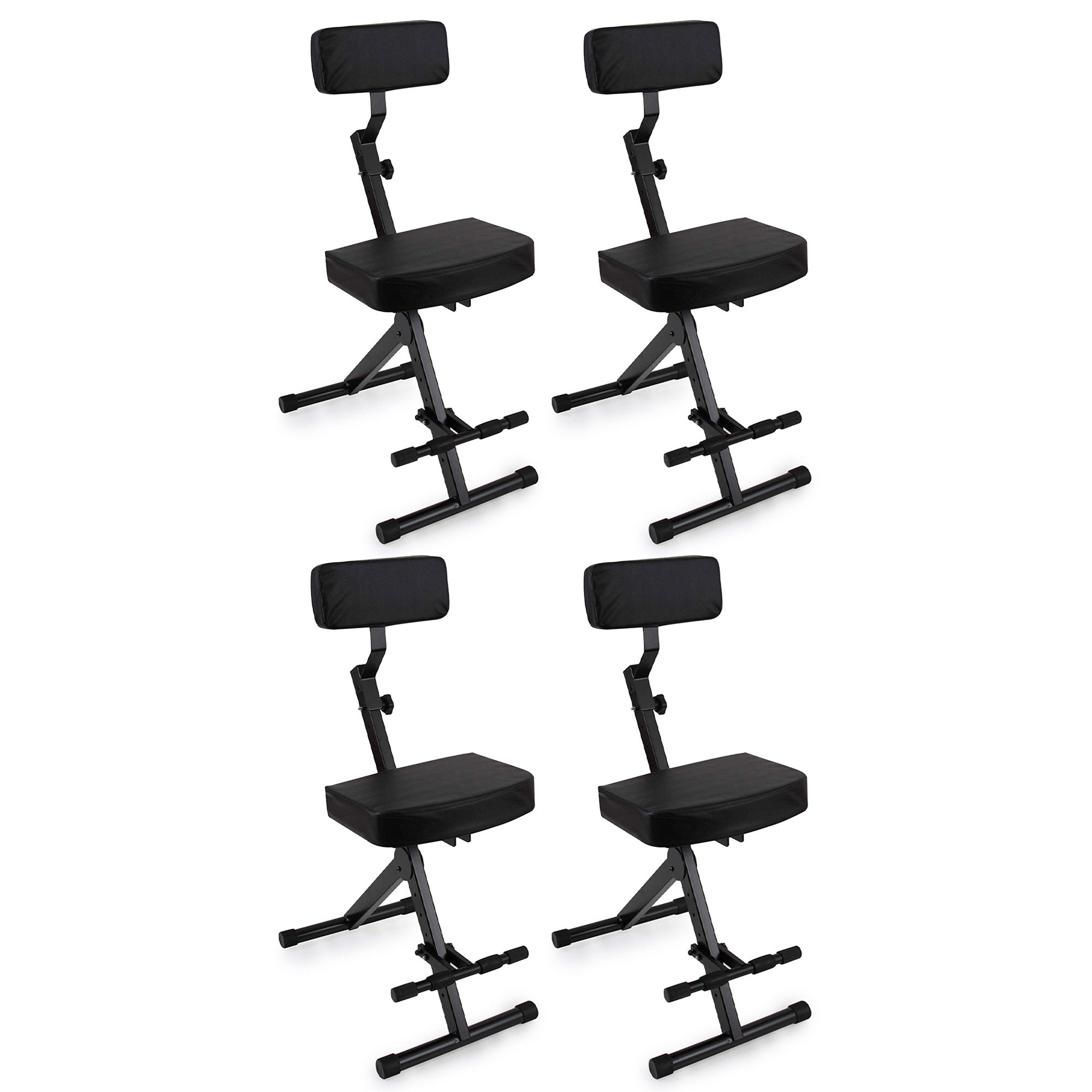 Pyle Performer Chair Seat Portable Stool w/ Height Adjustable Foot Rest (4 Pack)