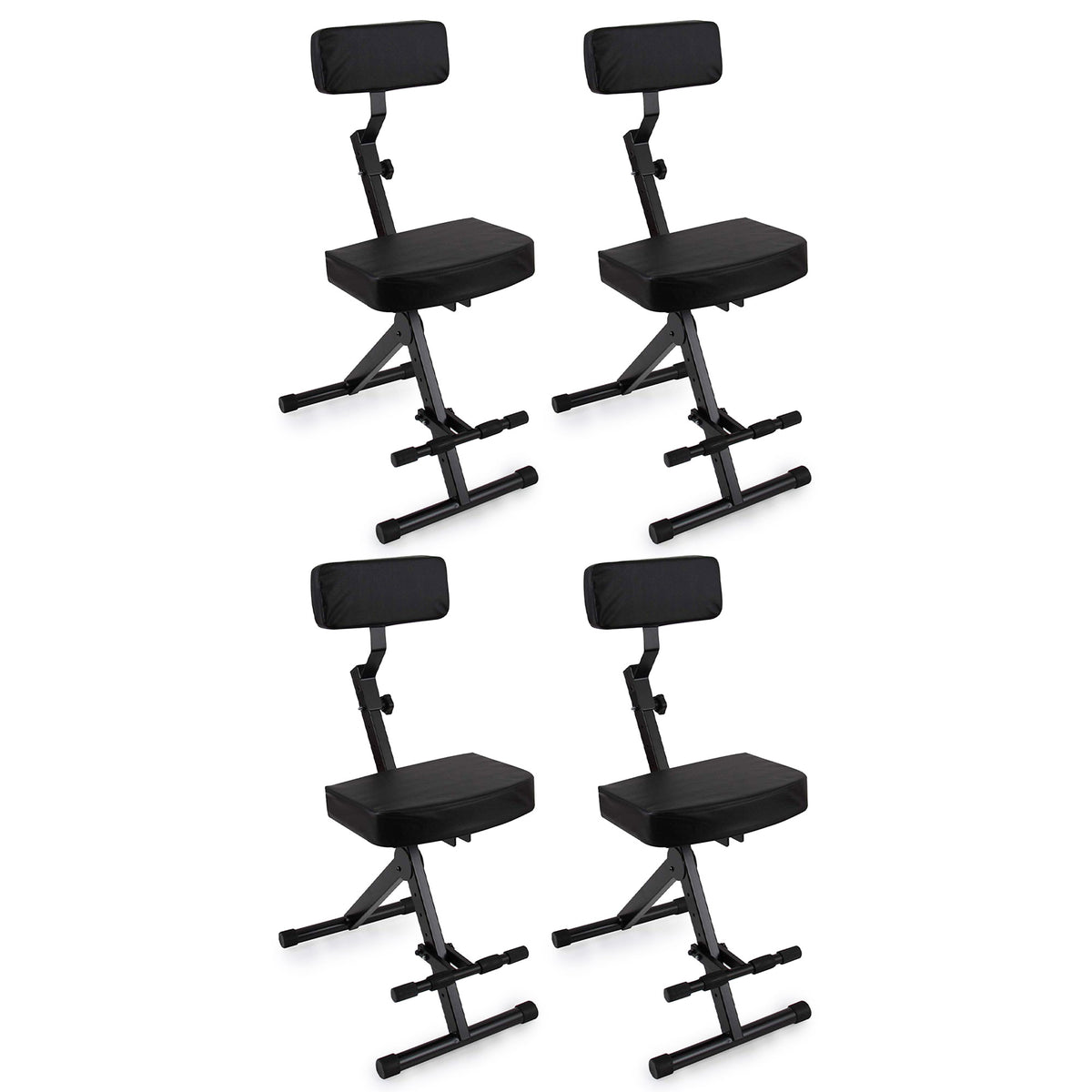 Pyle Performer Chair Seat Portable Stool w/ Height Adjustable Foot Rest (4 Pack)