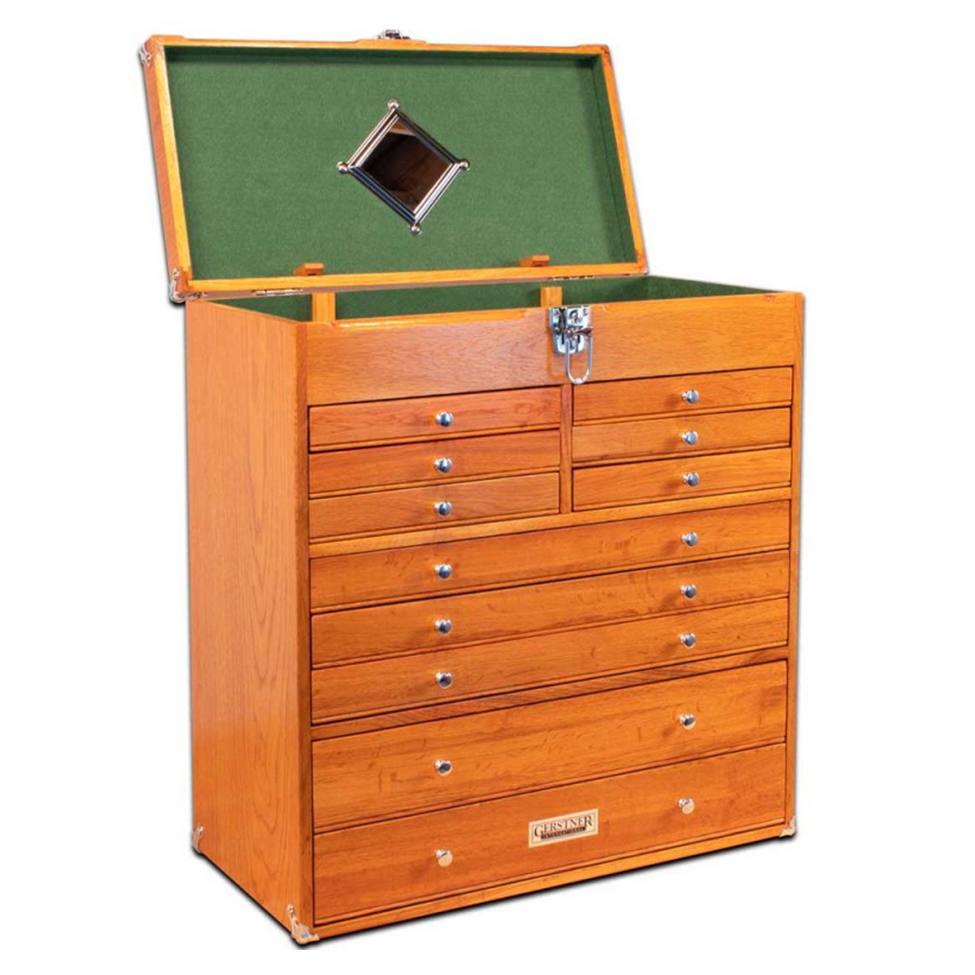 Gerstner International Hardwood 11 Drawer Top Chest with Locking Lid, Red Oak