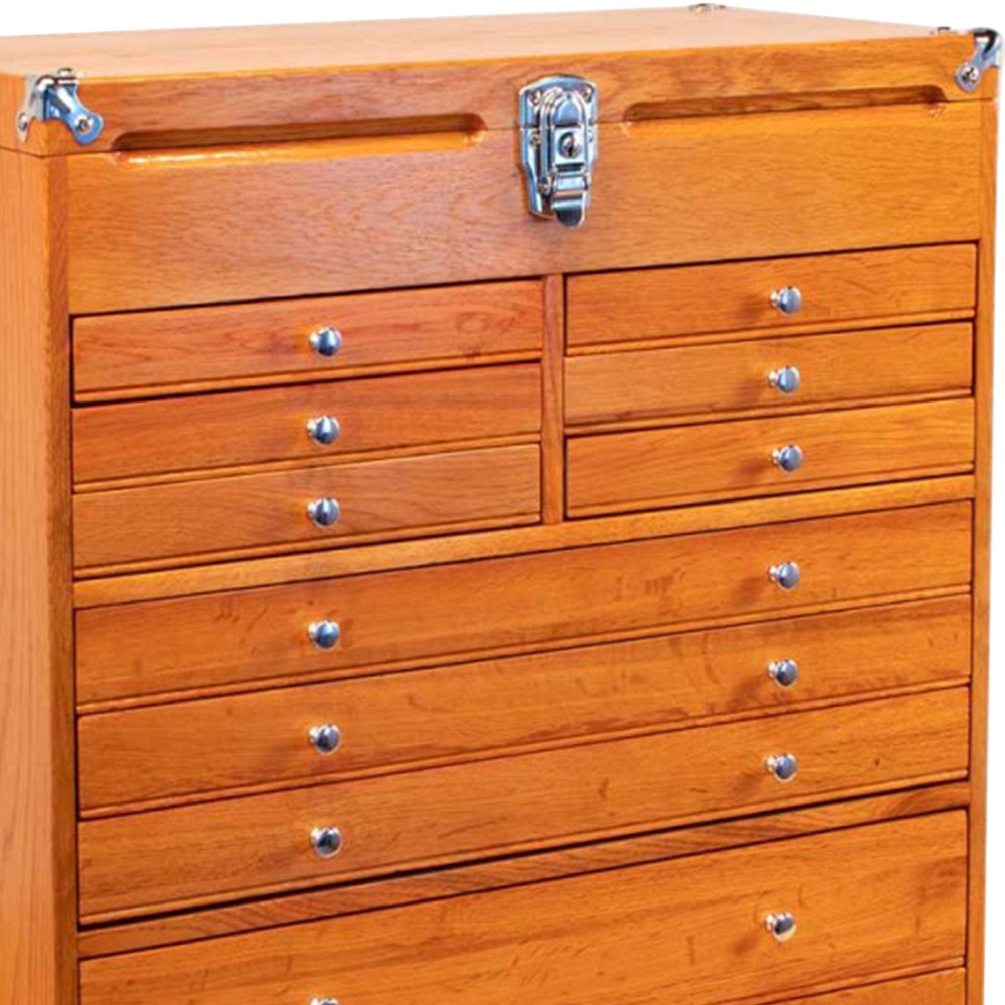 Gerstner International Hardwood 11 Drawer Top Chest with Locking Lid, Red Oak