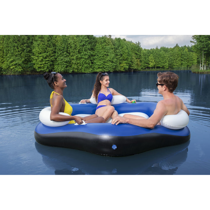 Bestway Hydro Force X3 Island 3 Person Inflatable Inner Tube, Blue and White - VMInnovations