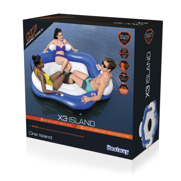 Bestway Hydro Force X3 Island 3 Person Inflatable Inner Tube, Blue and White - VMInnovations