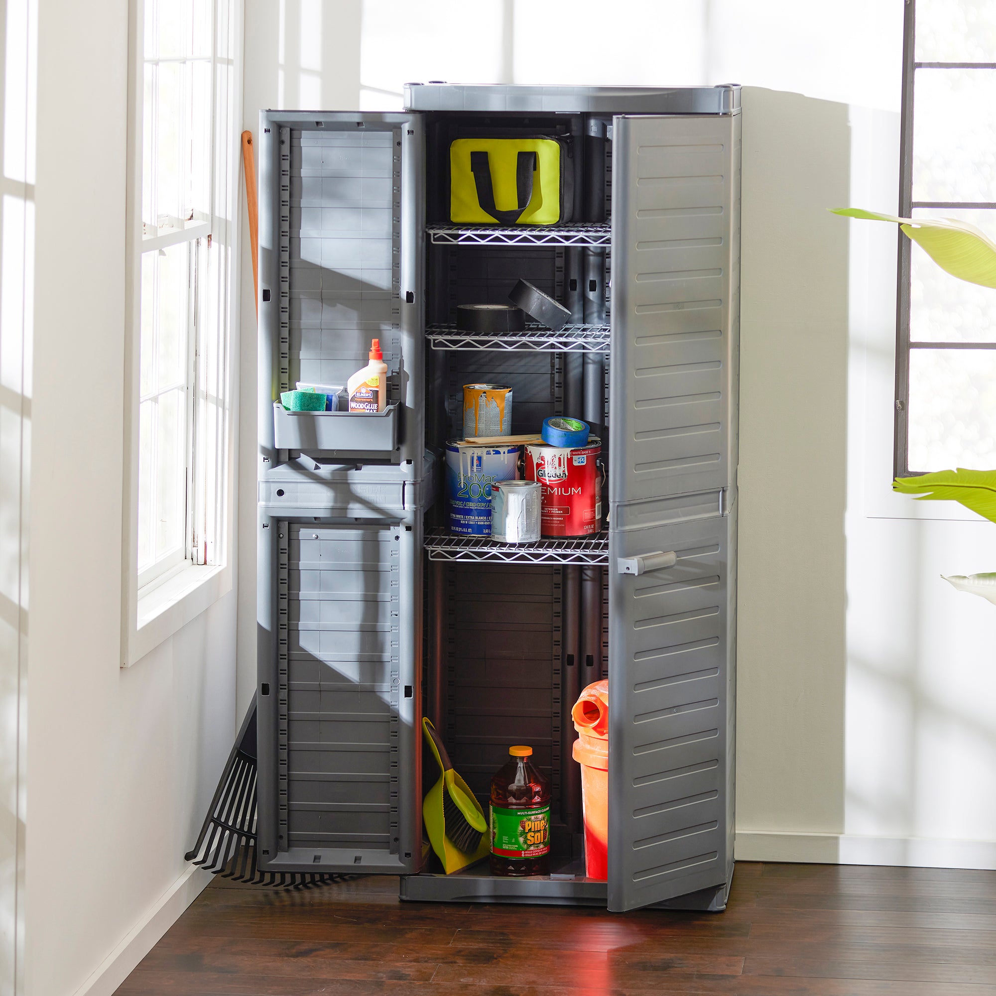 Gracious Living MaxIt Premium 2-Door Utility Cabinet w/ Metal Shelves (Open Box) - VMInnovations