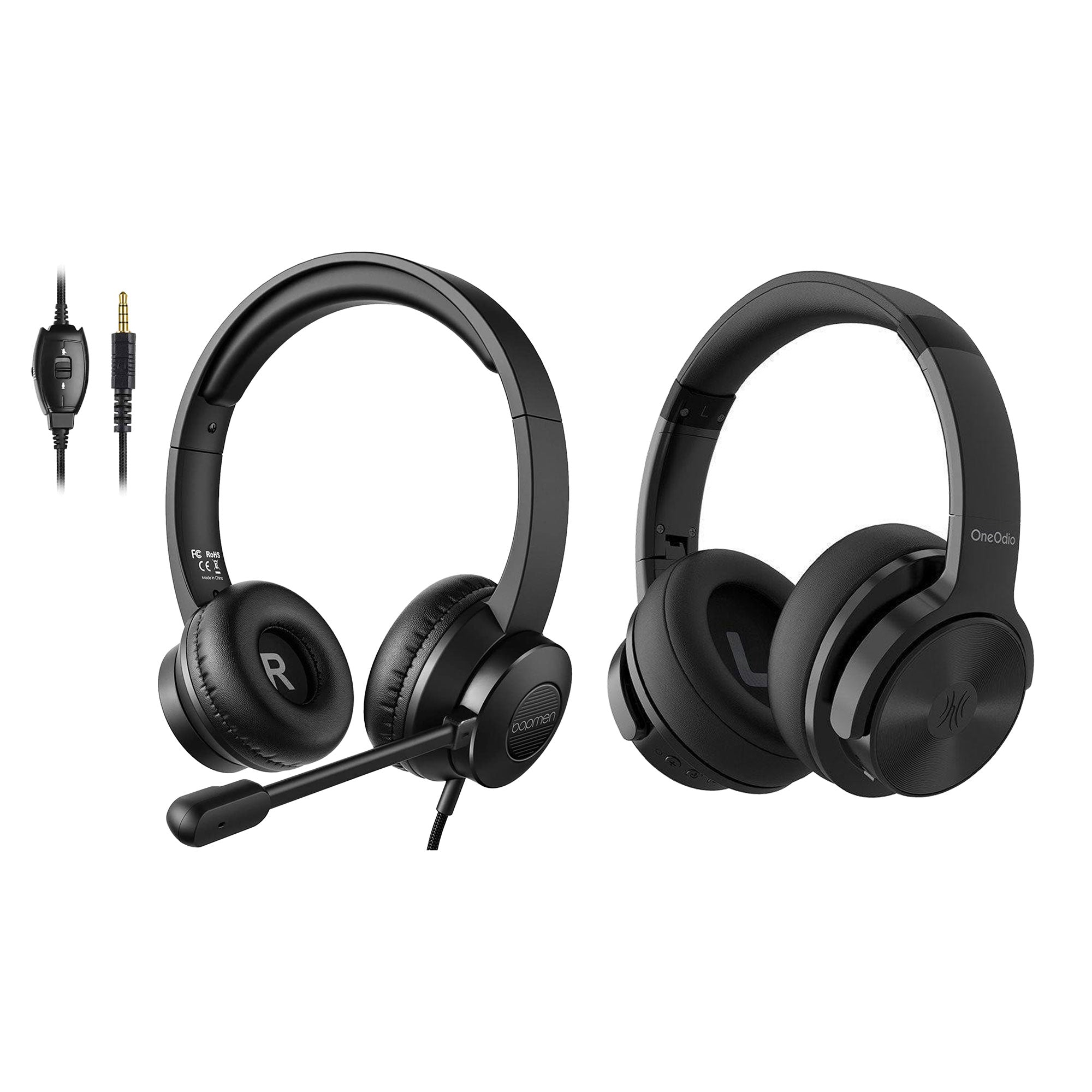 bopmen Adjustable Microphone PC Headset w/ OneOdio Noise Canceling Headphones
