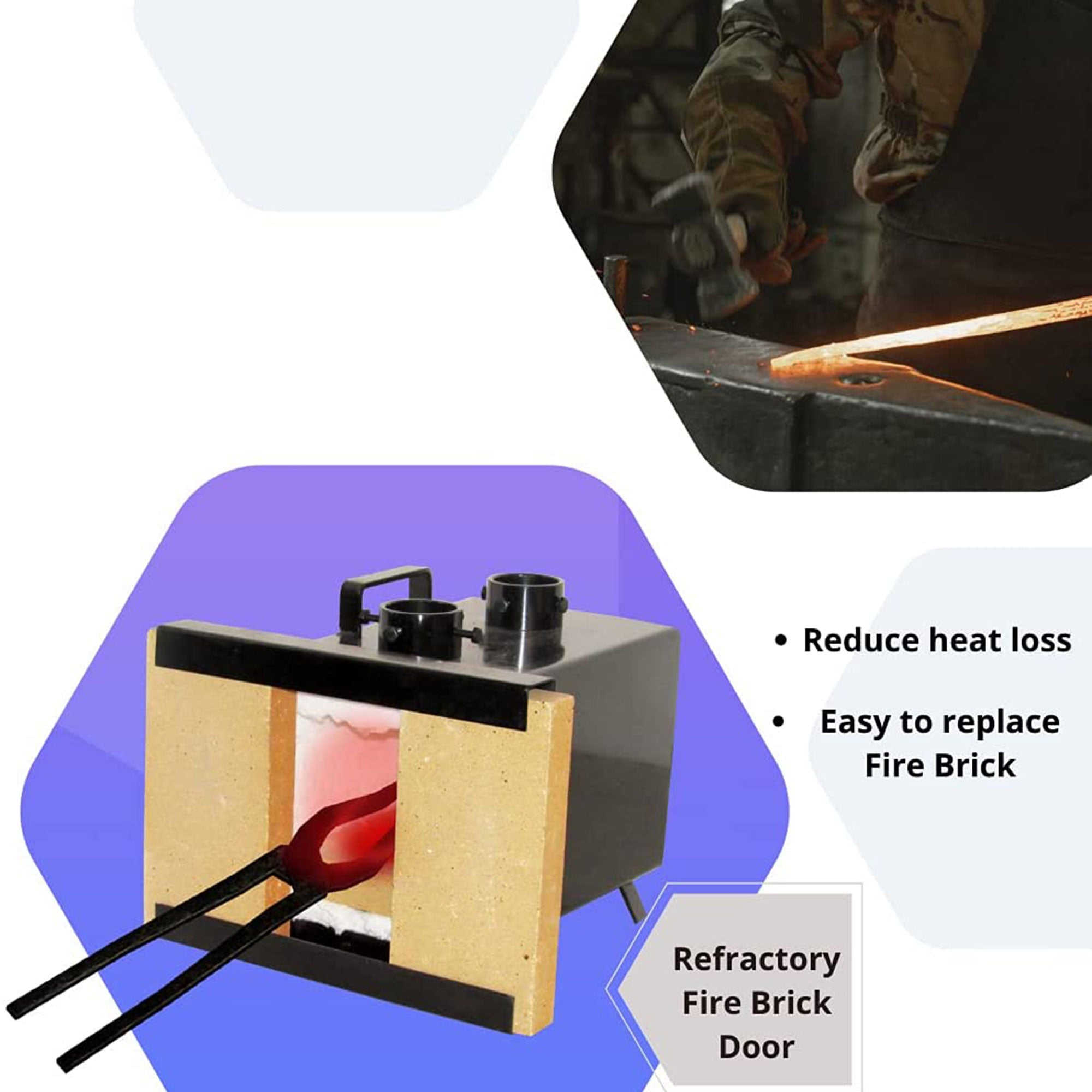 Simond Store PFI-21B Gas Propane Double Burner Rectangular Farrier Forge, Steel