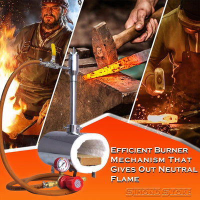 Simond Store PFO-10 Gas Propane Oval Forge Single Burner for Blacksmiths, Steel